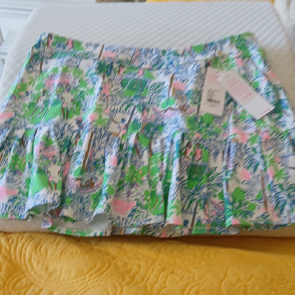 Lilly Pulitzer Green and Pink Patterned Mini Skirt